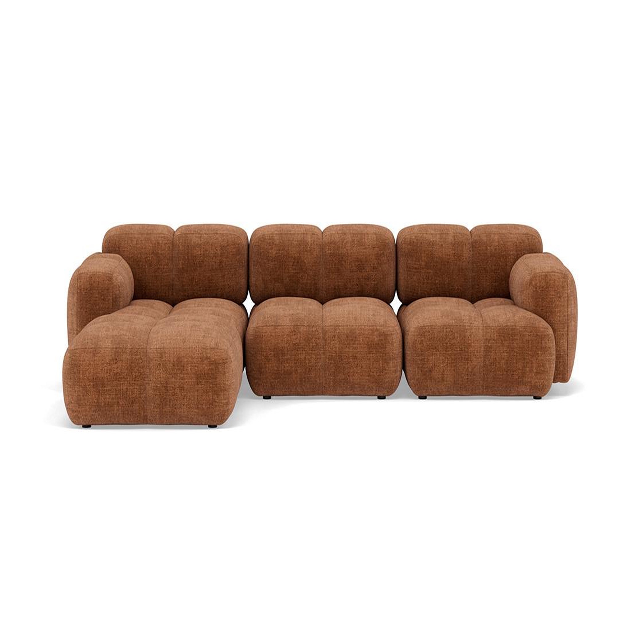 Voir la diapositive 1 : BEST MOBILIER Grace - canapé modulable d'angle réversible 4 places en velours texturé
