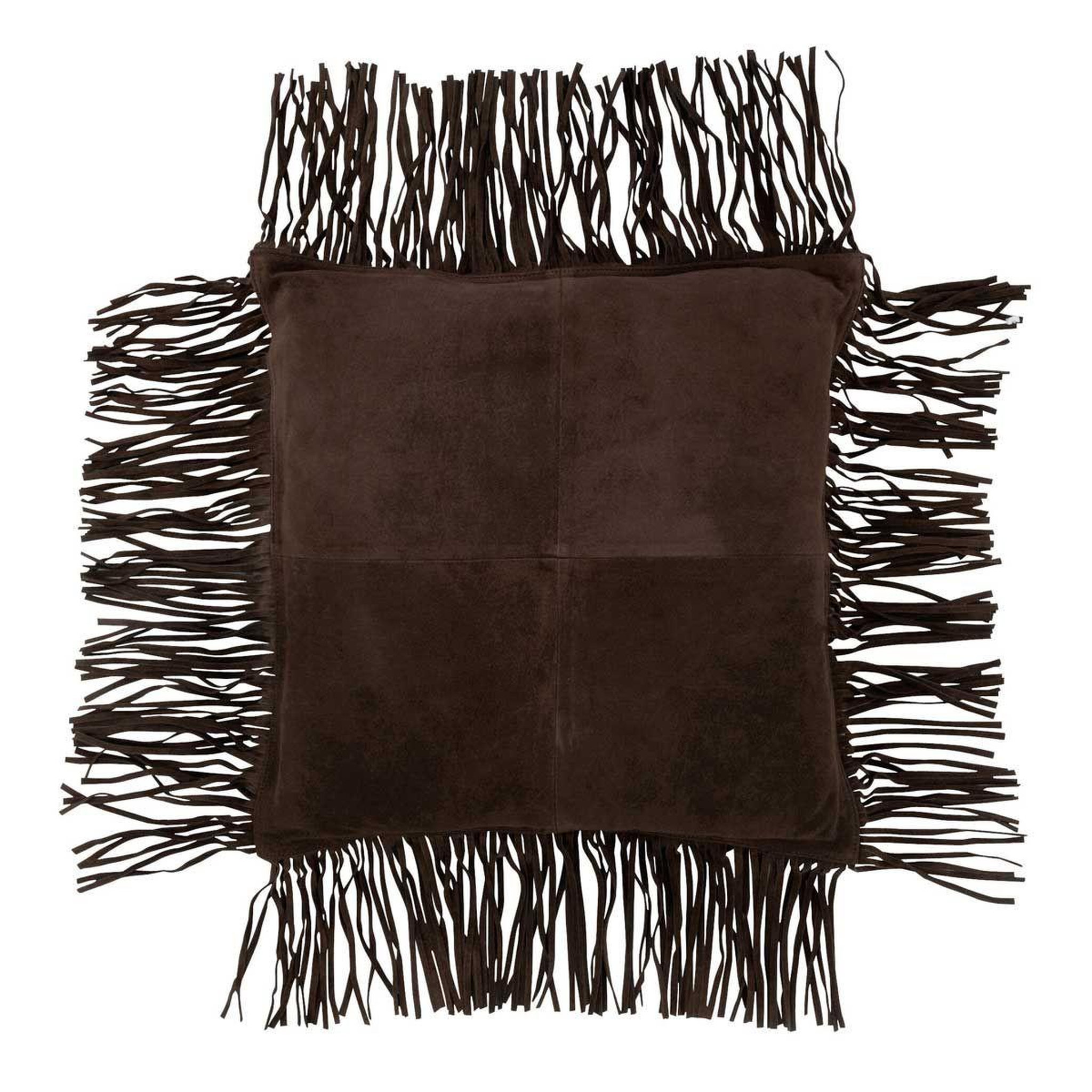 Voir la diapositive 1 : J-LINE Coussin Déco à Franges  Coleman  45x45cm Marron