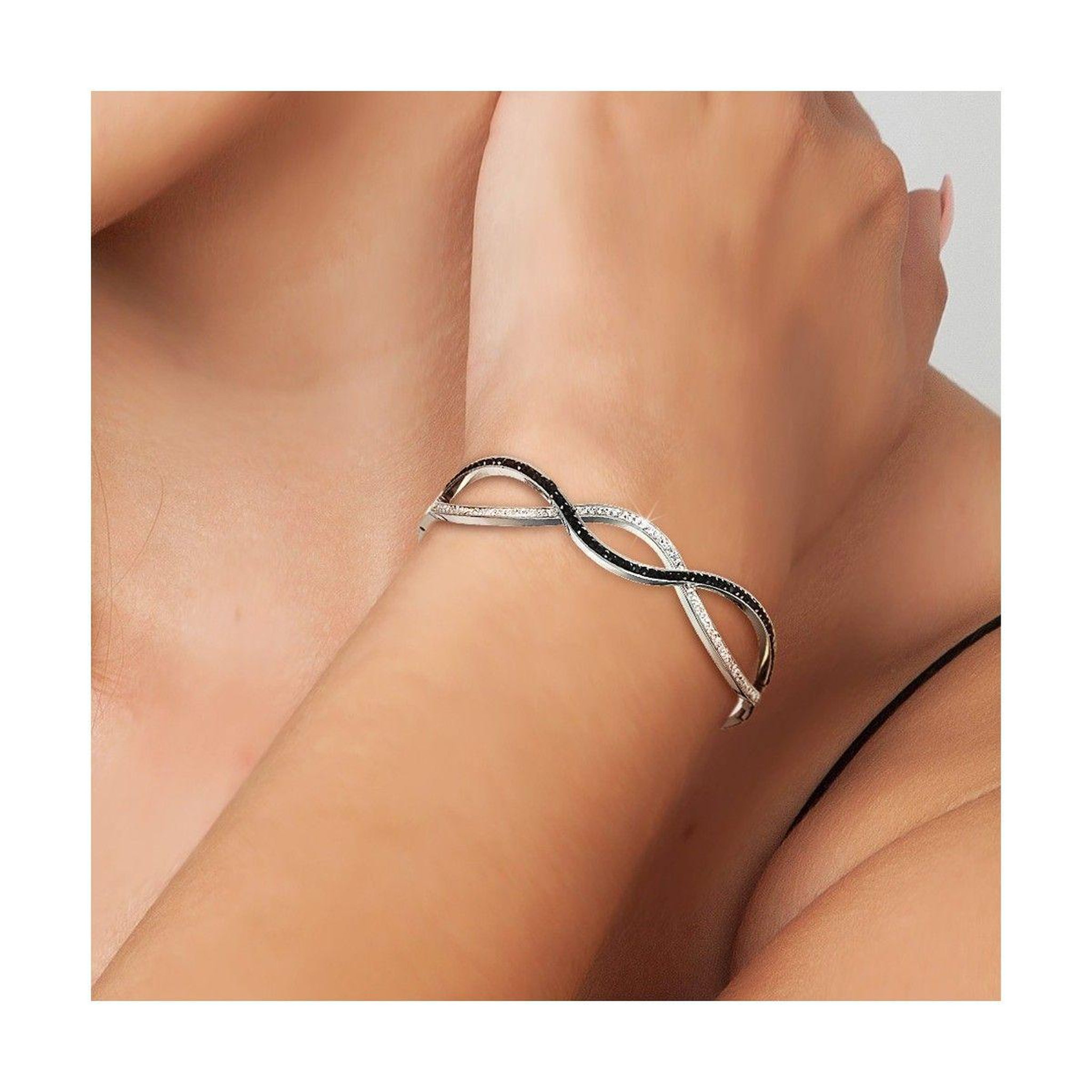 Voir la diapositive 3 : SC CRYSTAL Bracelet en acier inoxydable par SC Crystal orné de cristaux scintillants