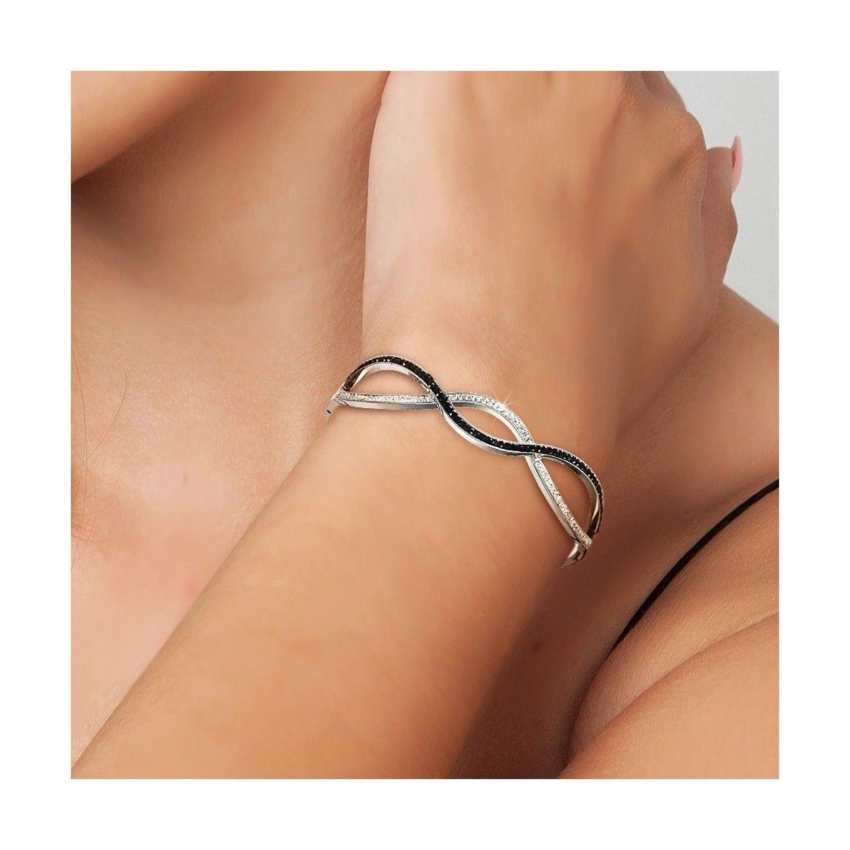 SC CRYSTAL Bracelet en acier inoxydable par SC Crystal orné de cristaux scintillants