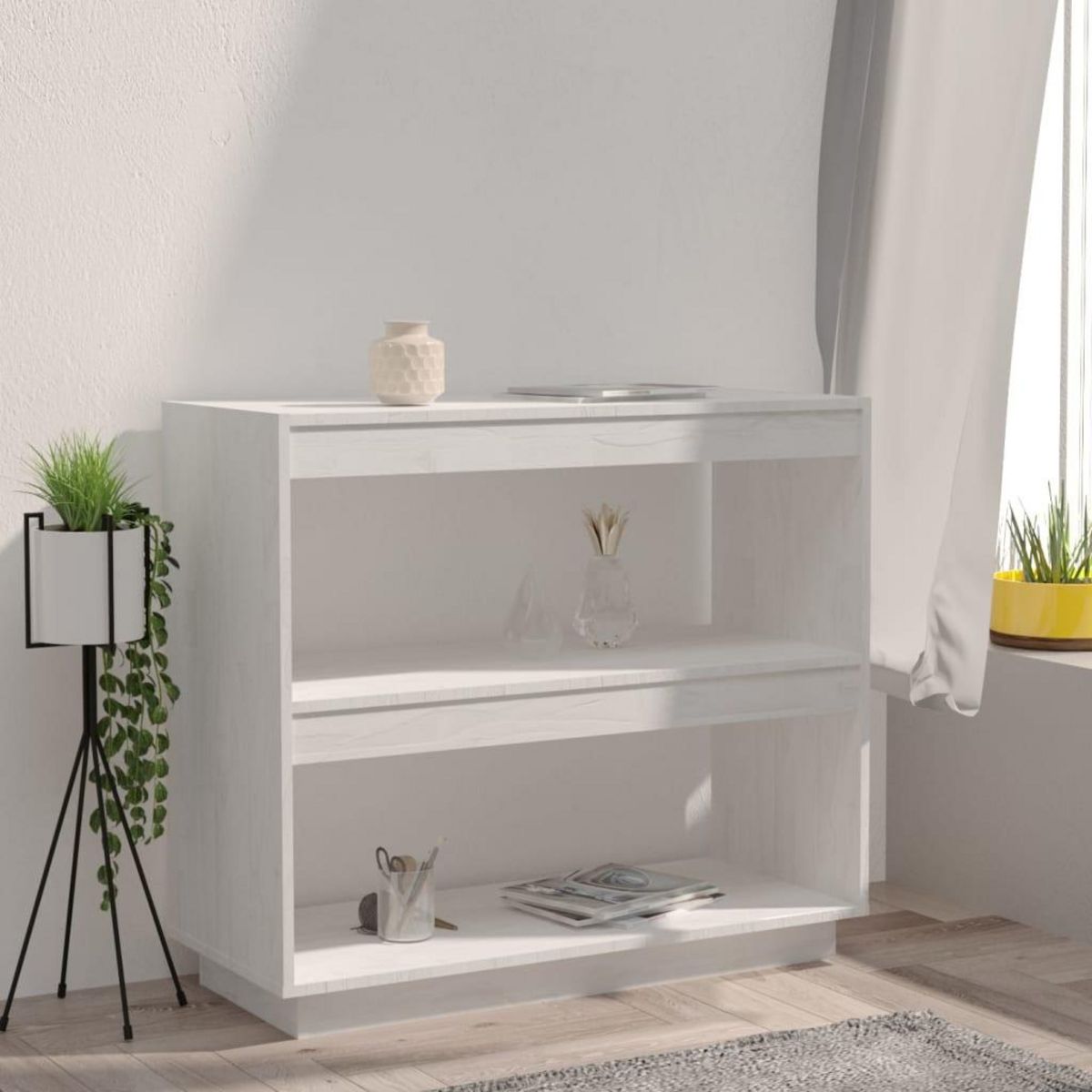 VIDAXL Bibliotheque Blanc 80x35x71 cm Bois de pin massif