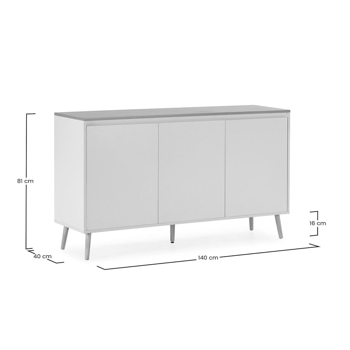 VS VENTA-STOCK Buffet Desi 3 portes couleur Blanc