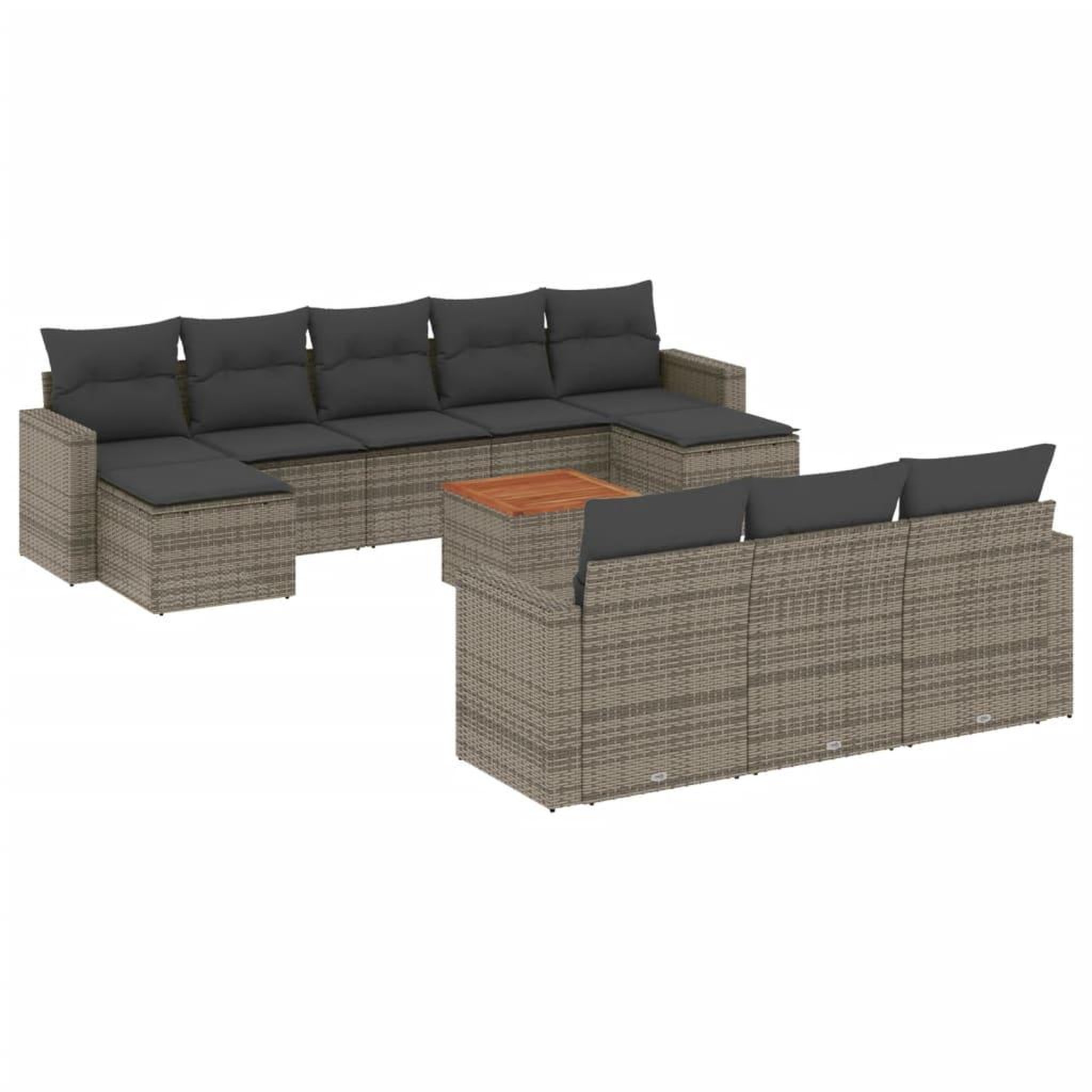 Voir la diapositive 2 : VIDAXL Salon de jardin 11 pcs avec coussins gris resine tressee