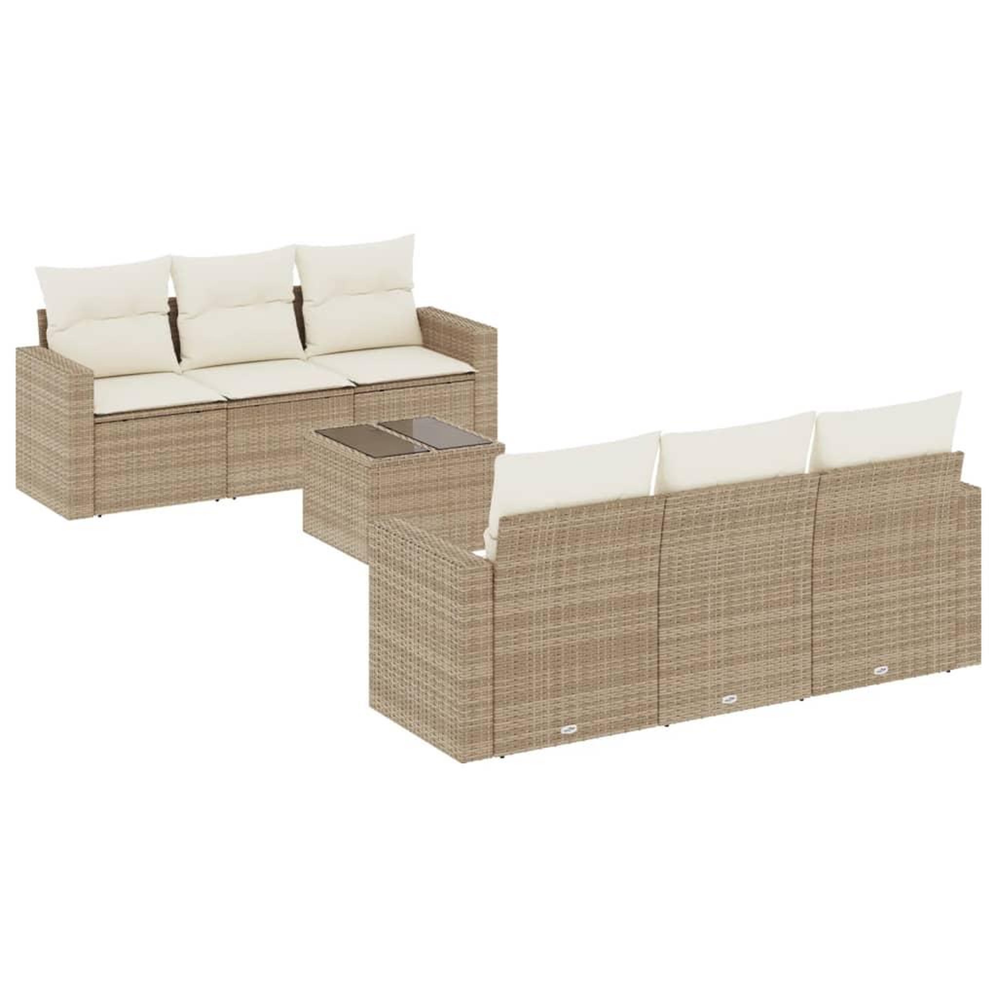 Voir la diapositive 2 : VIDAXL Salon de jardin avec coussins 7 pcs beige resine tressee