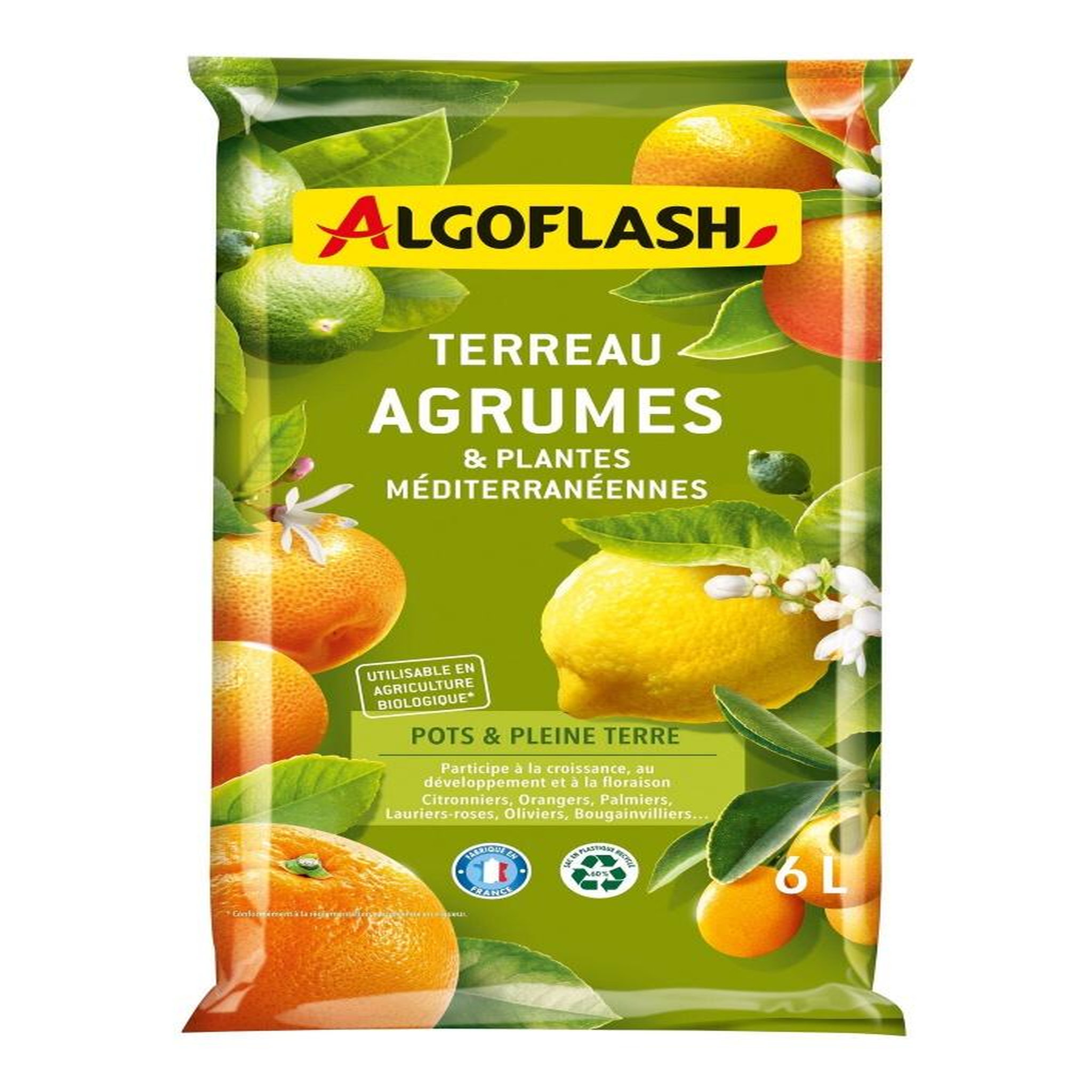 CENTRALE BRICO Terreau pour agrumes et plantes méditerranéennes, ALGOFLASH 6 litres