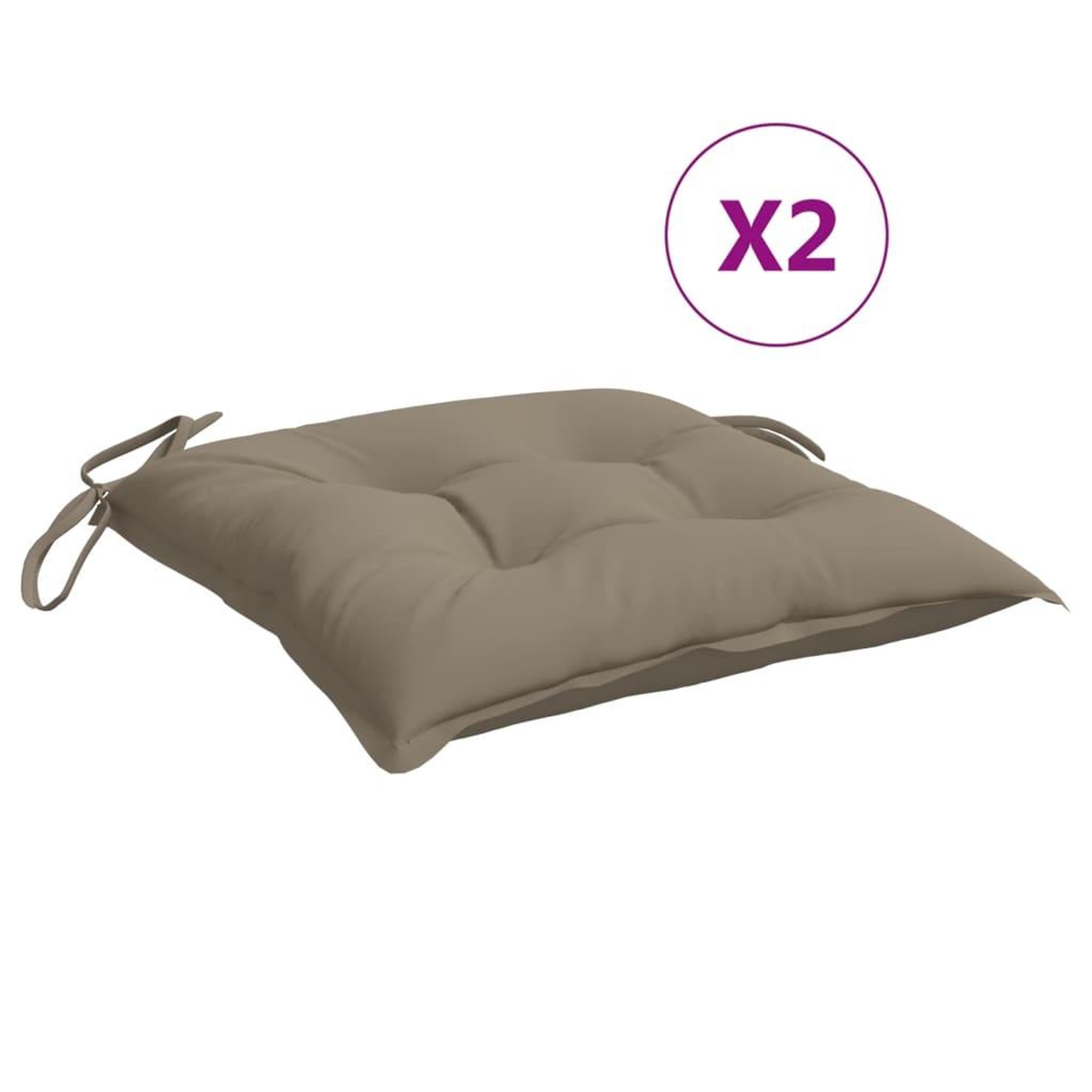 Voir la diapositive 2 : VIDAXL Coussins de chaise lot de 2 taupe 40x40x7 cm tissu oxford
