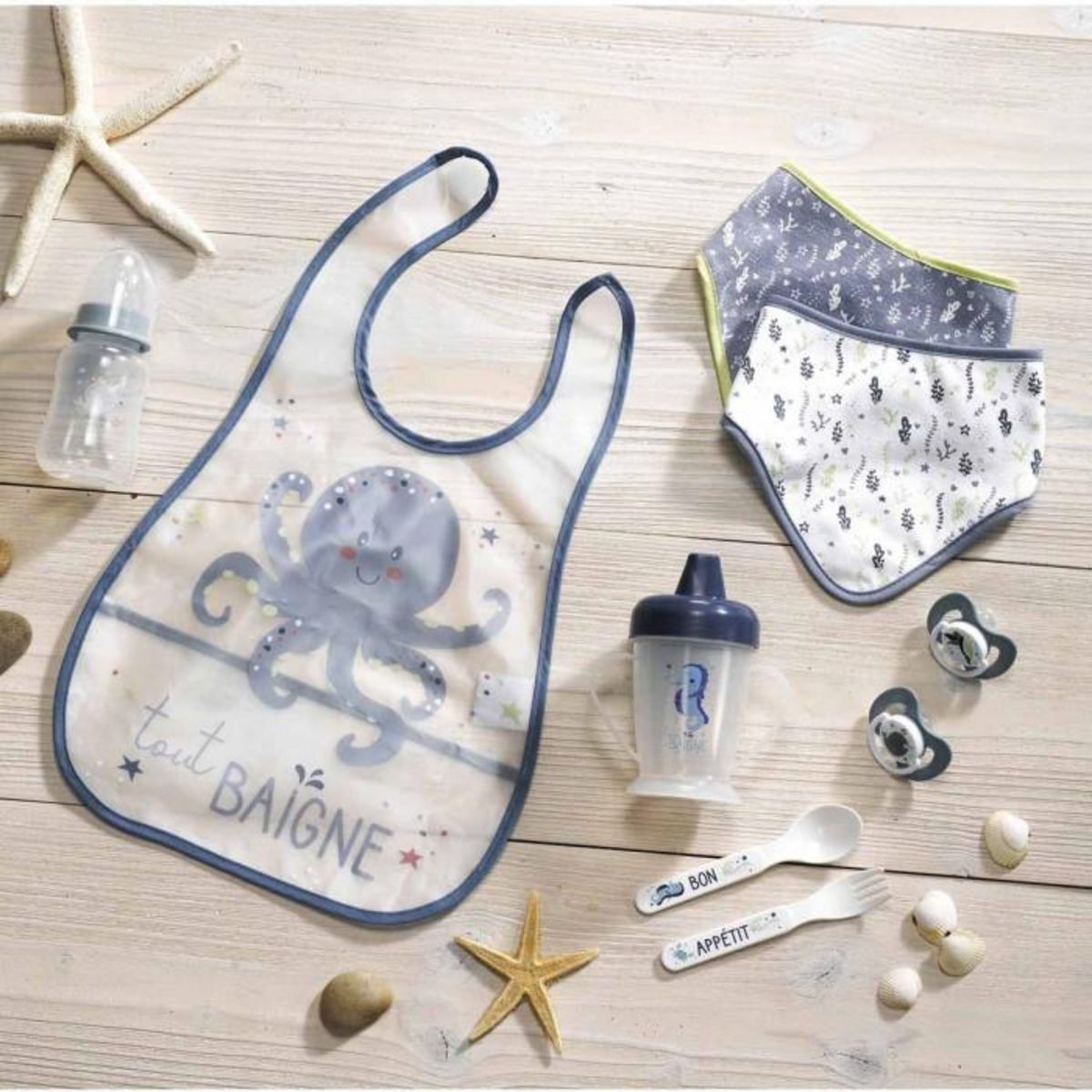 Paris Prix Set de 2 Couverts Bébé  Océan  Blanc