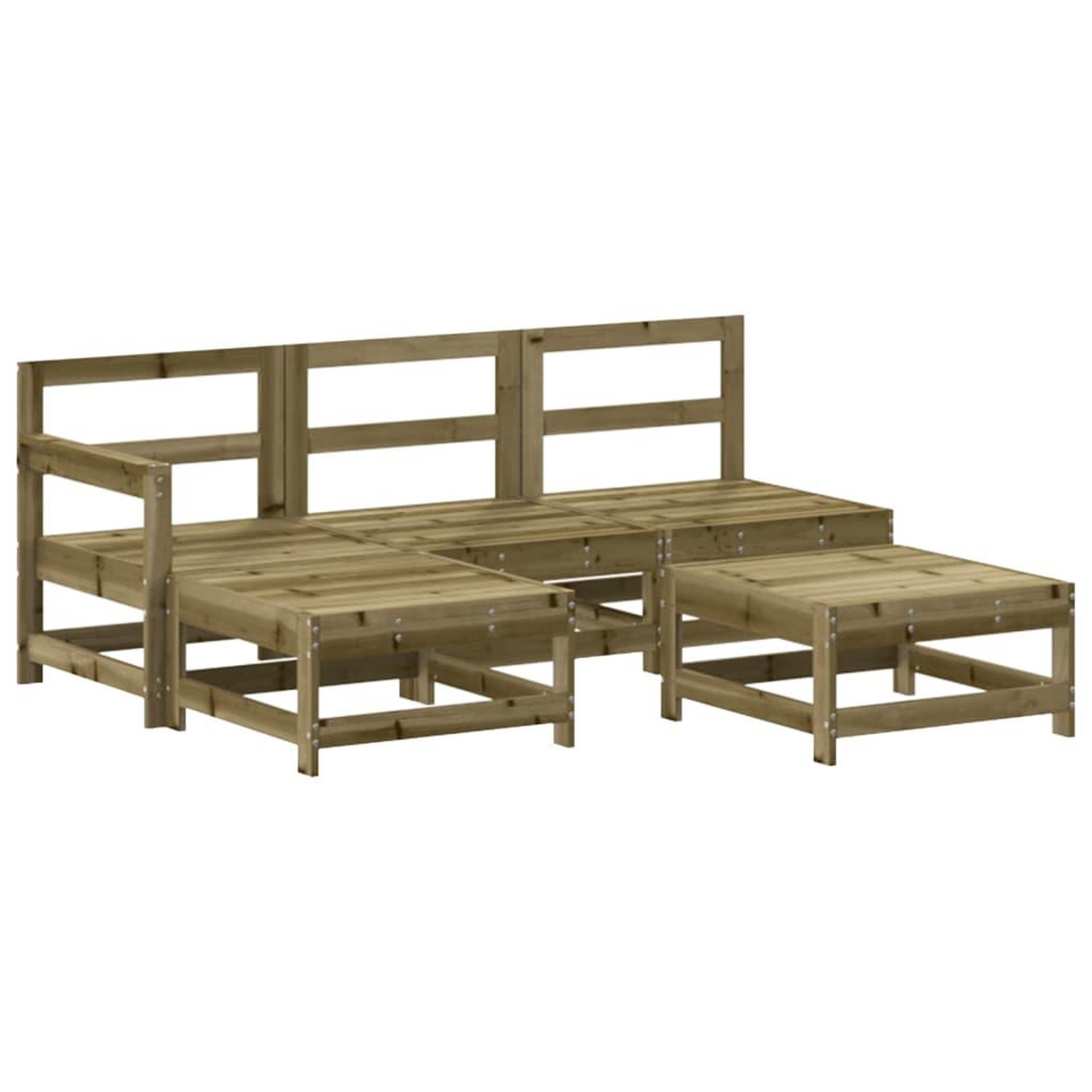Voir la diapositive 3 : VIDAXL Salon de jardin 5 pcs avec coussins bois de pin impregne