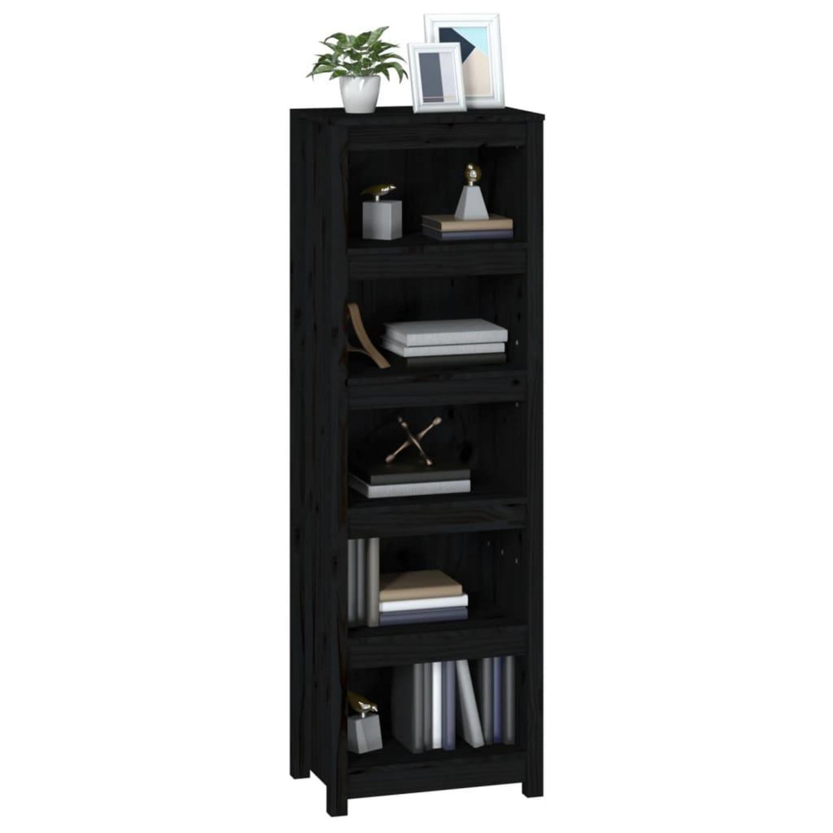 VIDAXL Bibliotheque Noir 50x35x154 cm Bois de pin massif