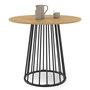Voir la diapositive 1 : ID MARKET Table à manger ronde YUNA 4 personnes plateau bois et pied filaire en métal noir 80 cm