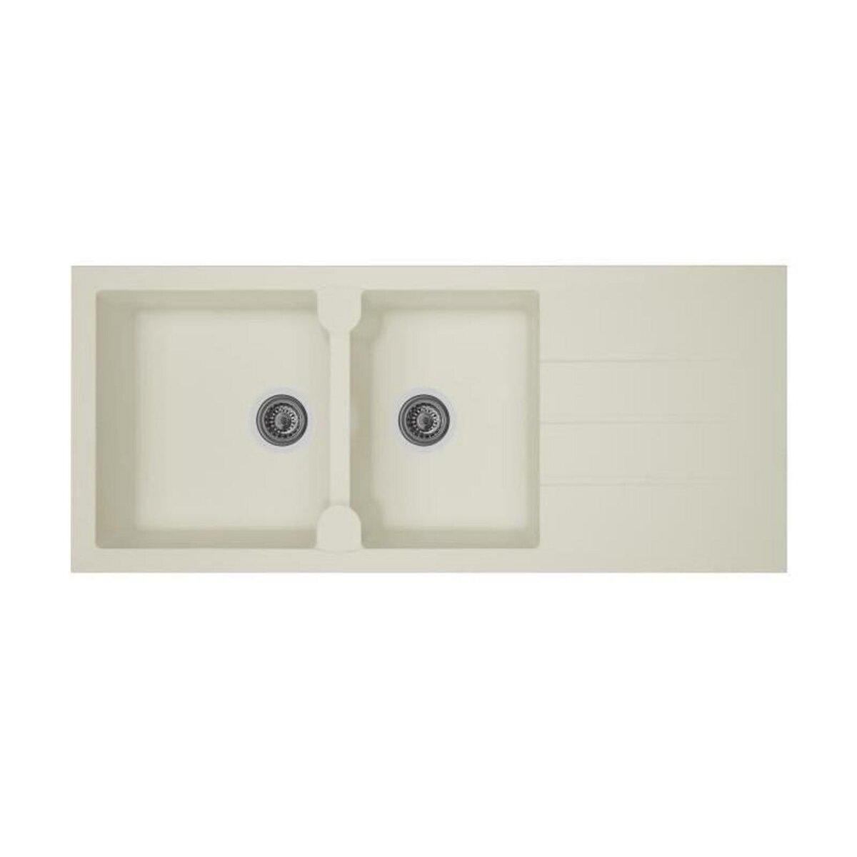 STRADOUR STRADOUR Evier cuisine a encastrer 2 bacs + 1 egouttoir Aloa - Resine - 116 x 50 cm - Blanc