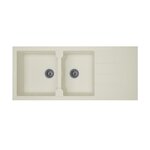 STRADOUR STRADOUR Evier cuisine a encastrer 2 bacs + 1 egouttoir Aloa - Resine - 116 x 50 cm - Blanc