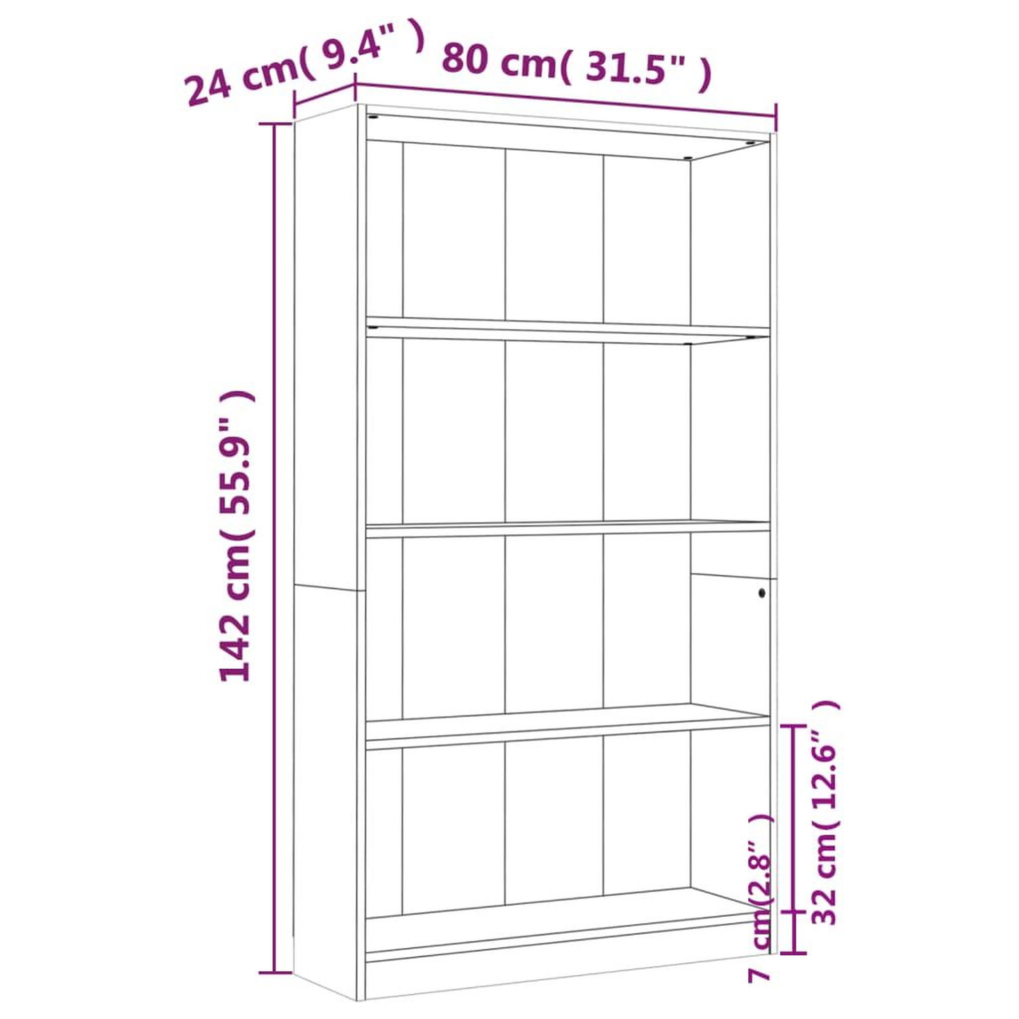 Voir la diapositive 6 : VIDAXL Bibliotheque 4 niveaux Sonoma gris 80x24x142 cm