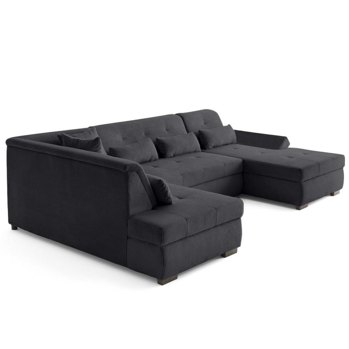 LISA DESIGN Vermont s - canapé panoramique d'angle gauche 7 places en velours côtelé