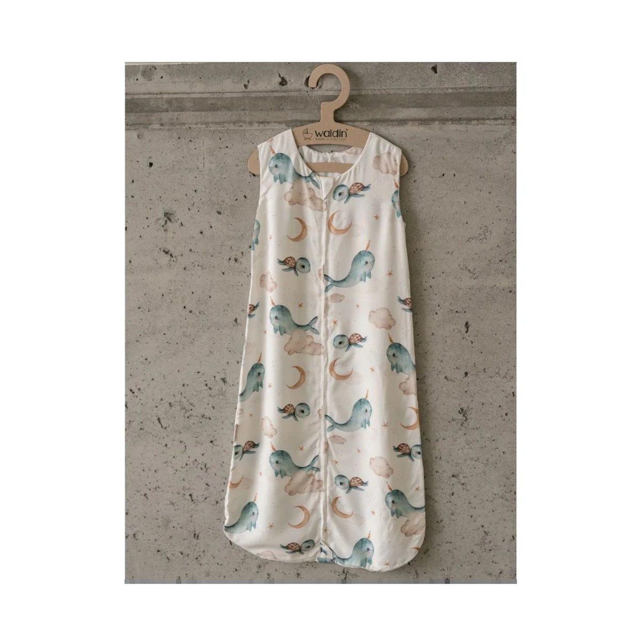 Voir la diapositive 4 : WALDIN Gigoteuse en bambou 50 × 90 cm 0,5 TOG - taille M - motif baleine, blanc
