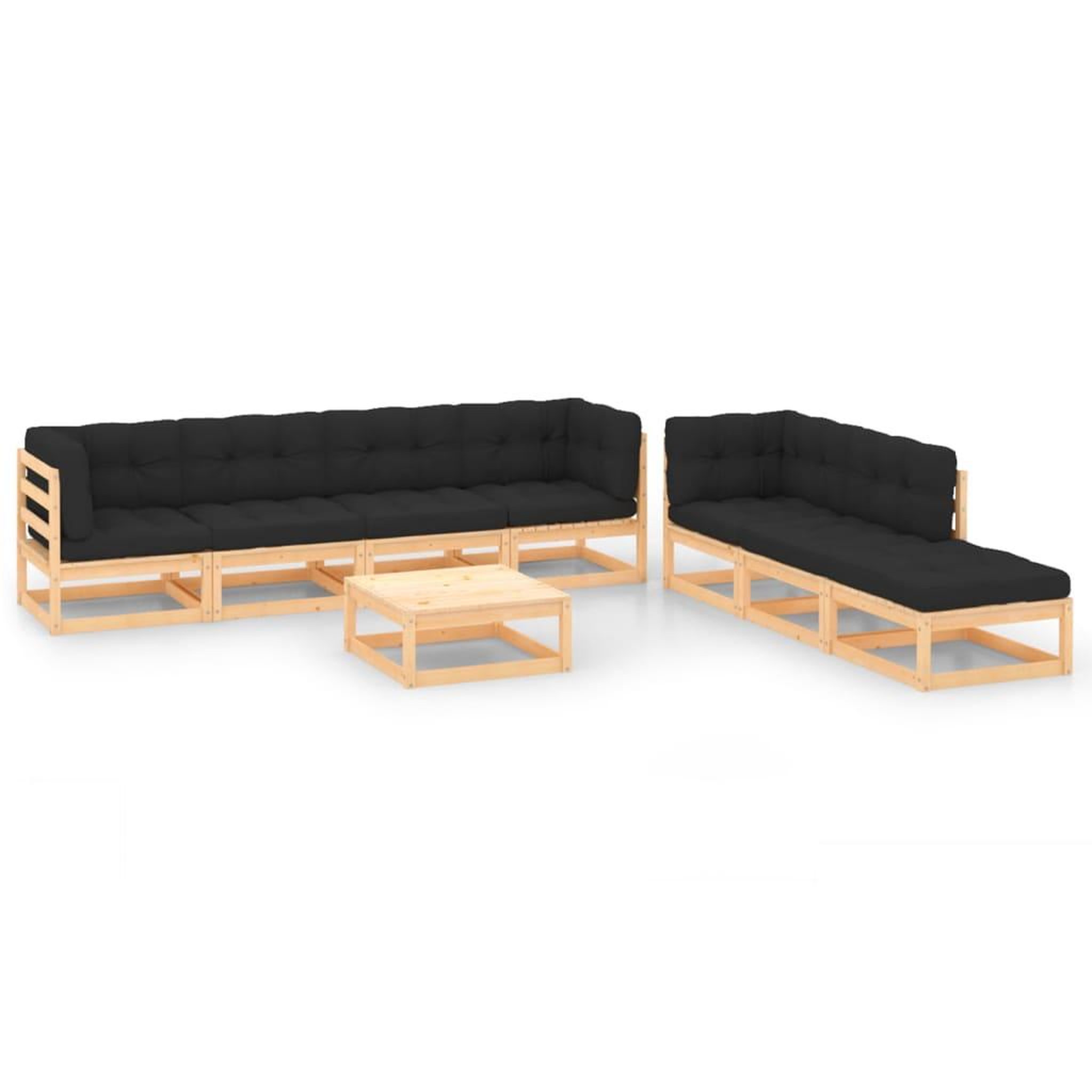 Voir la diapositive 1 : VIDAXL Salon de jardin 8 pcs avec coussins Bois de pin massif