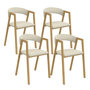 Voir la diapositive 1 : ID MARKET Lot de 4 chaises CAMILLE en métal effet bois et tissu beige avec accoudoirs