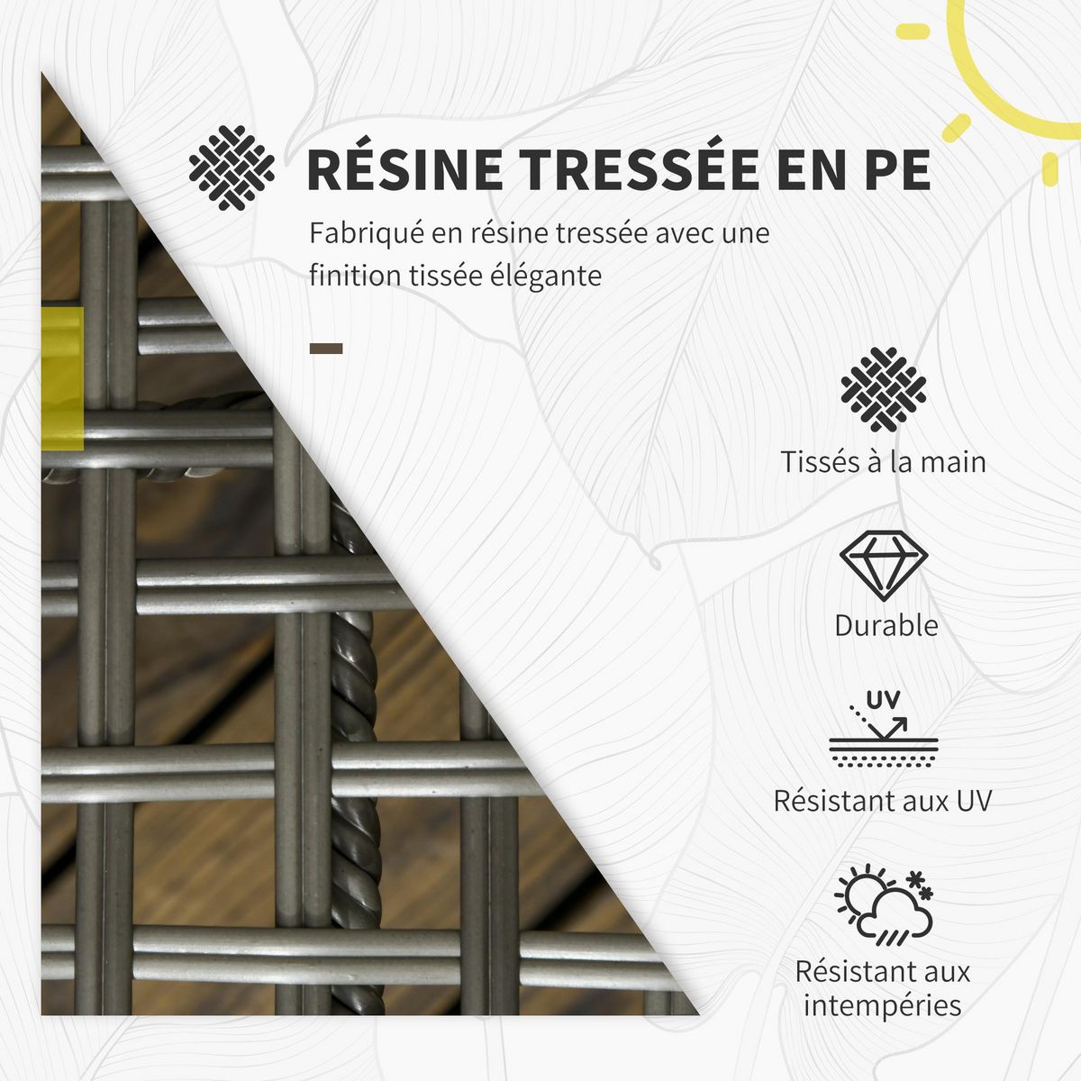 OUTSUNNY Ensemble salon de jardin 4 personnes 4 pièces - 8 coussins inclus - métal résine aspect rotin - beige gris