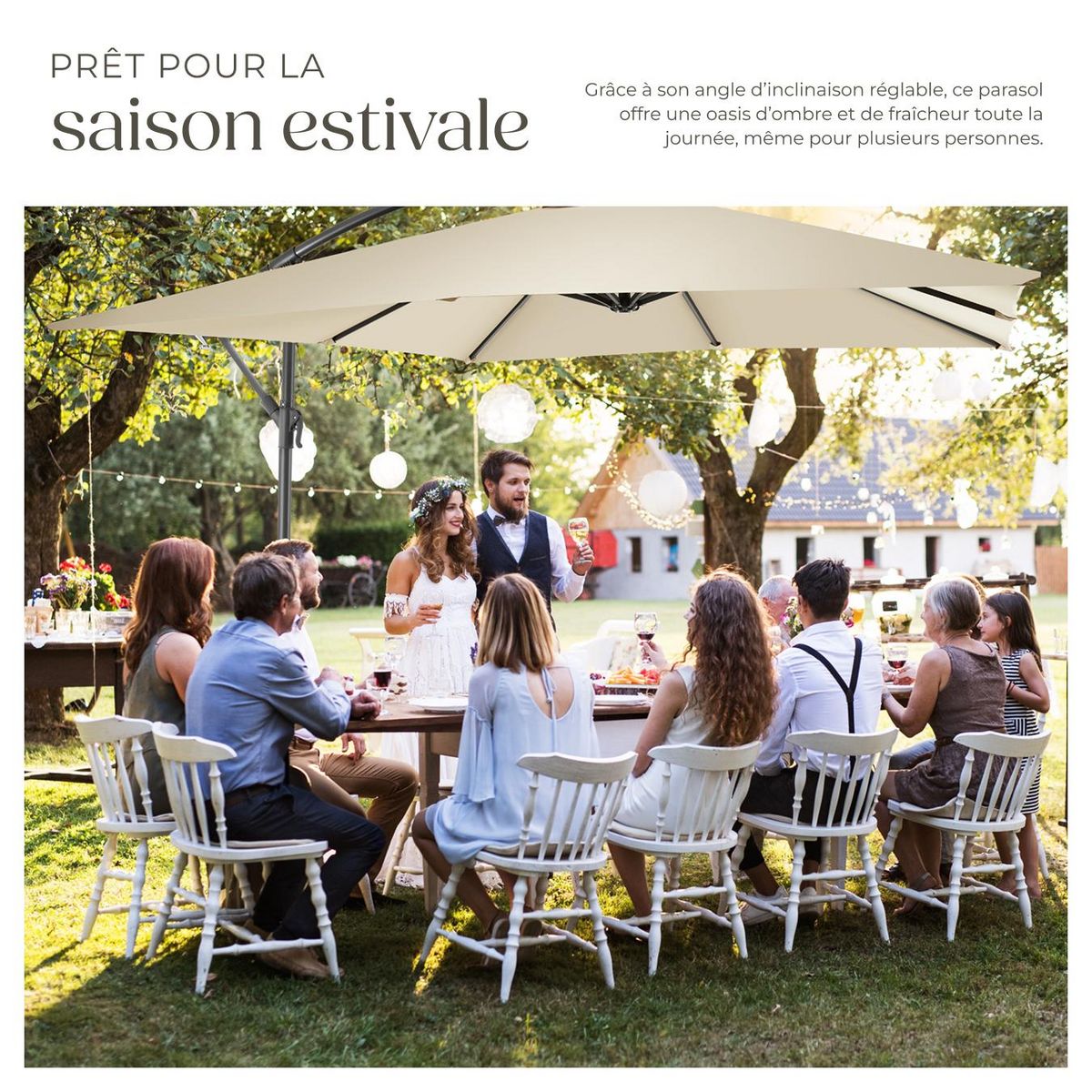 tectake Parasol 250 x 250 cm beige