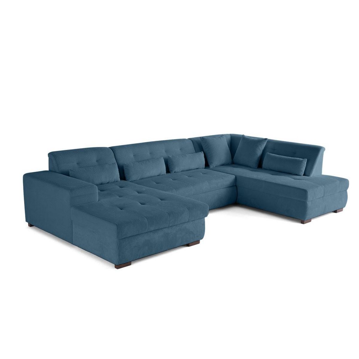 LISA DESIGN Vermont - canapé panoramique d'angle droit - 7 places - convertible avec coffre - en velours côtelé