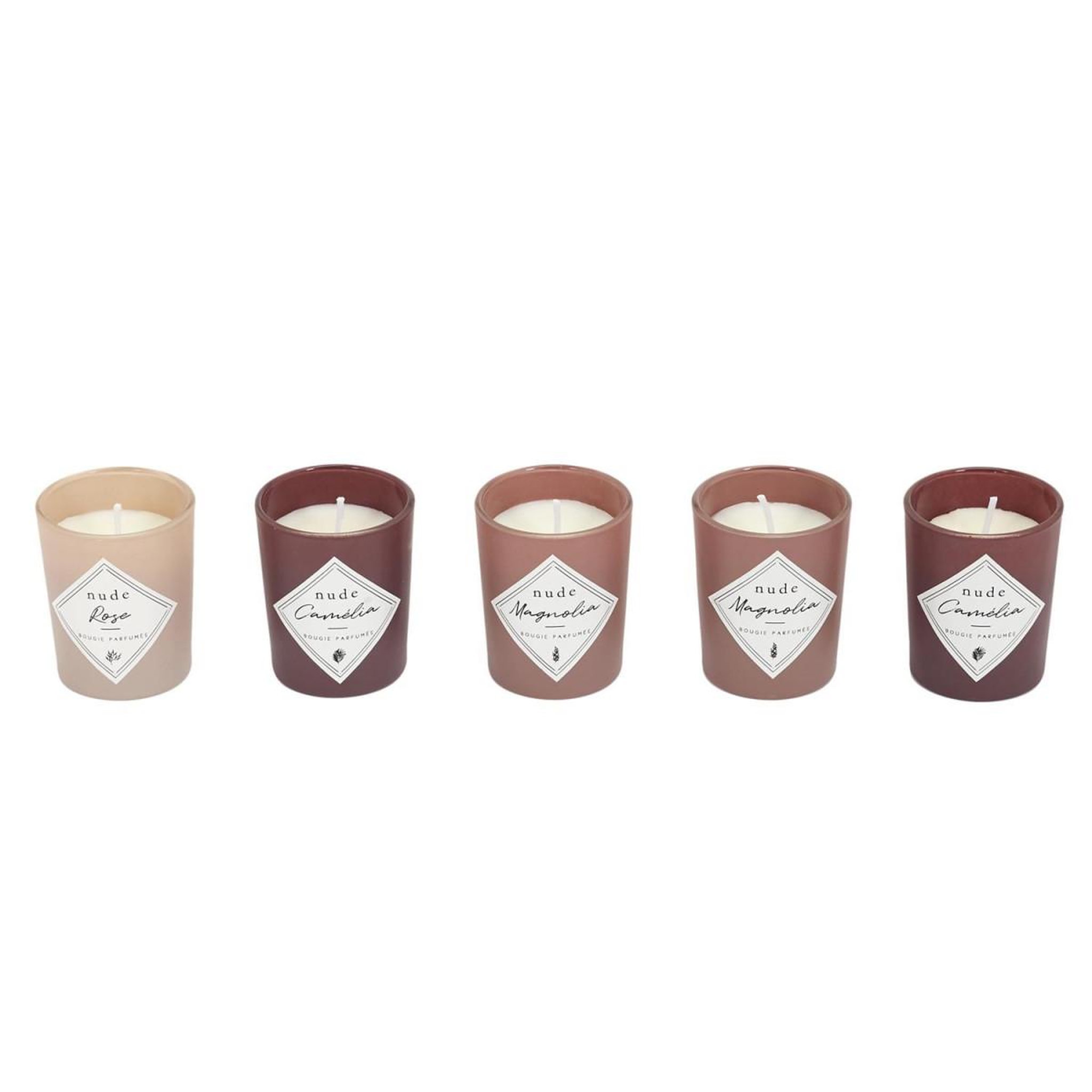 Voir la diapositive 2 : The Home Deco Factory Lot de 5 bougies parfumées  coffret  5cm nude