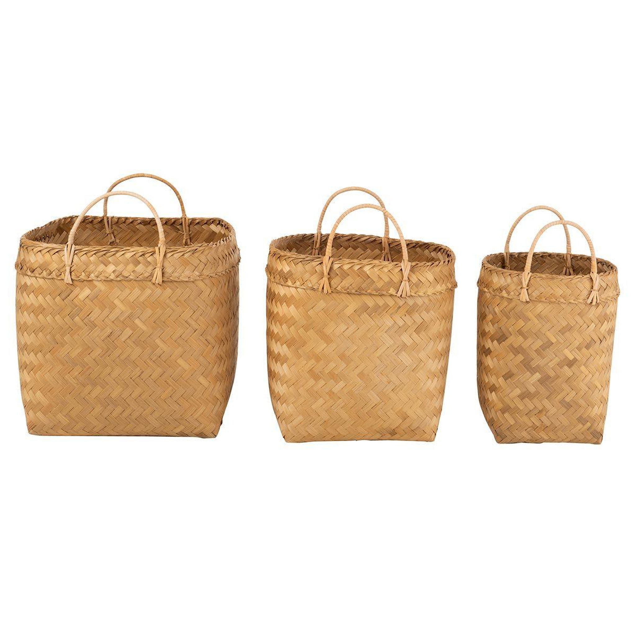 Voir la diapositive 2 : J-LINE Lot de 3 paniers déco  rotin  50cm naturel