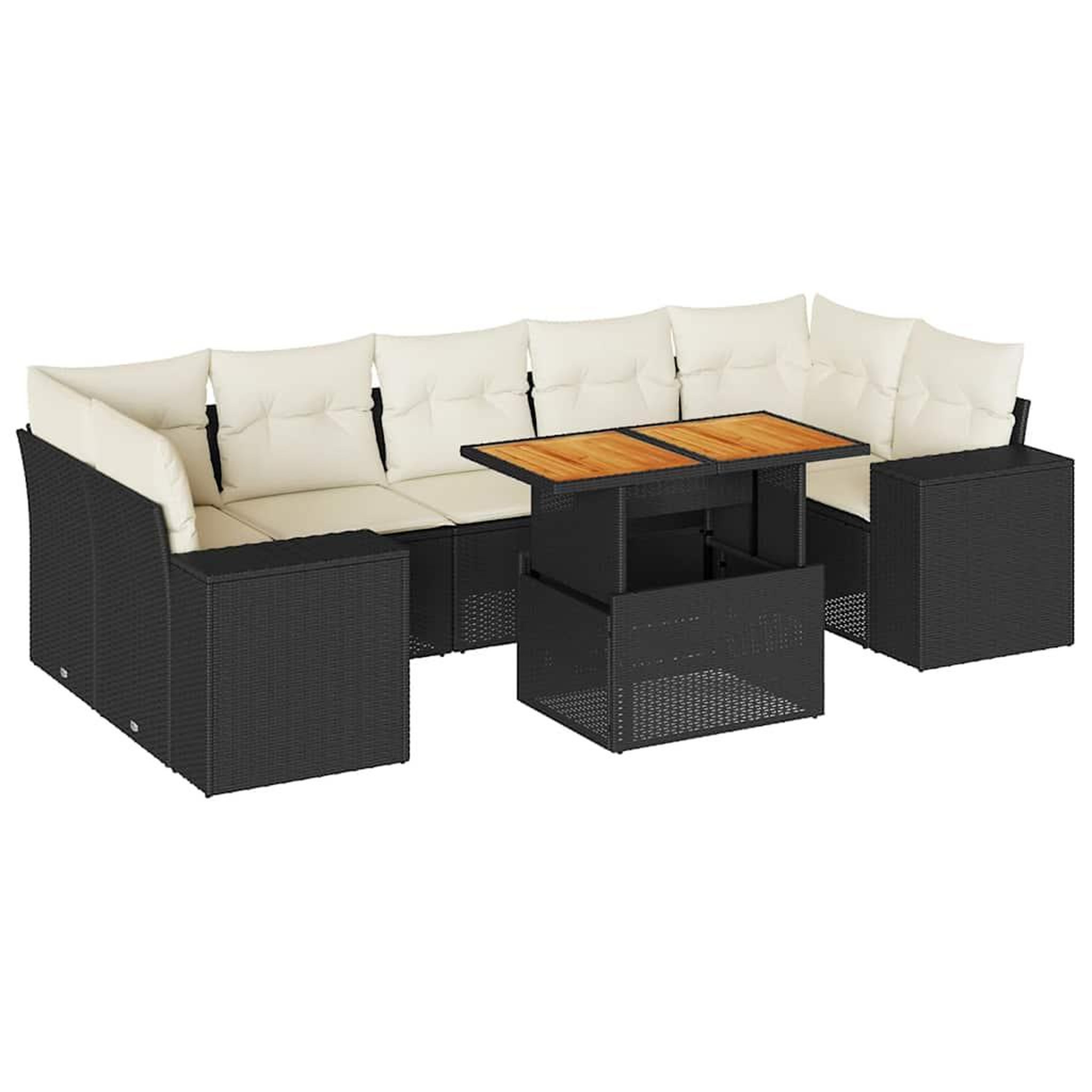 Voir la diapositive 2 : VIDAXL Salon de jardin 8 pcs avec coussins noir resine tressee