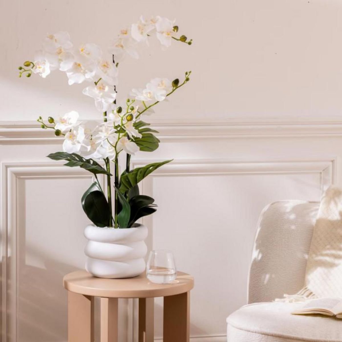 ATMOSPHERA Orchidée Artificielle en Pot  Mick  80cm Blanc