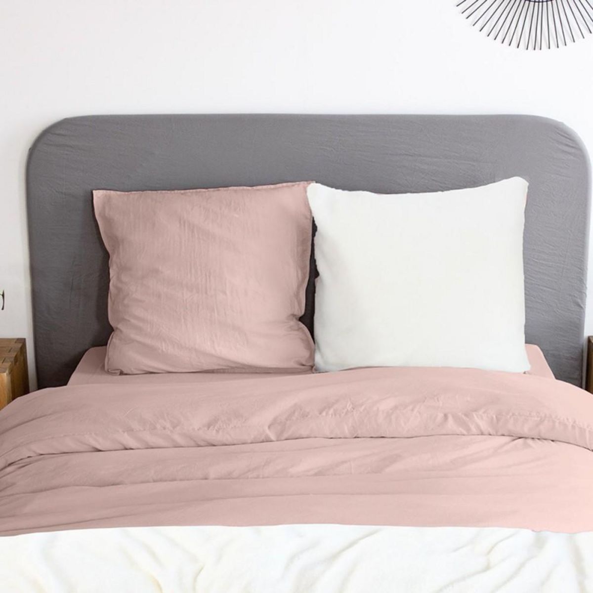 COTE DECO Housse de couette 260x240 + 2 taies Chaude et douillette rose