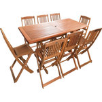 Habitat et Jardin Table et chaises de jardin en bois exotique  Hongkong  - Table fixe + 8 chaises pliantes