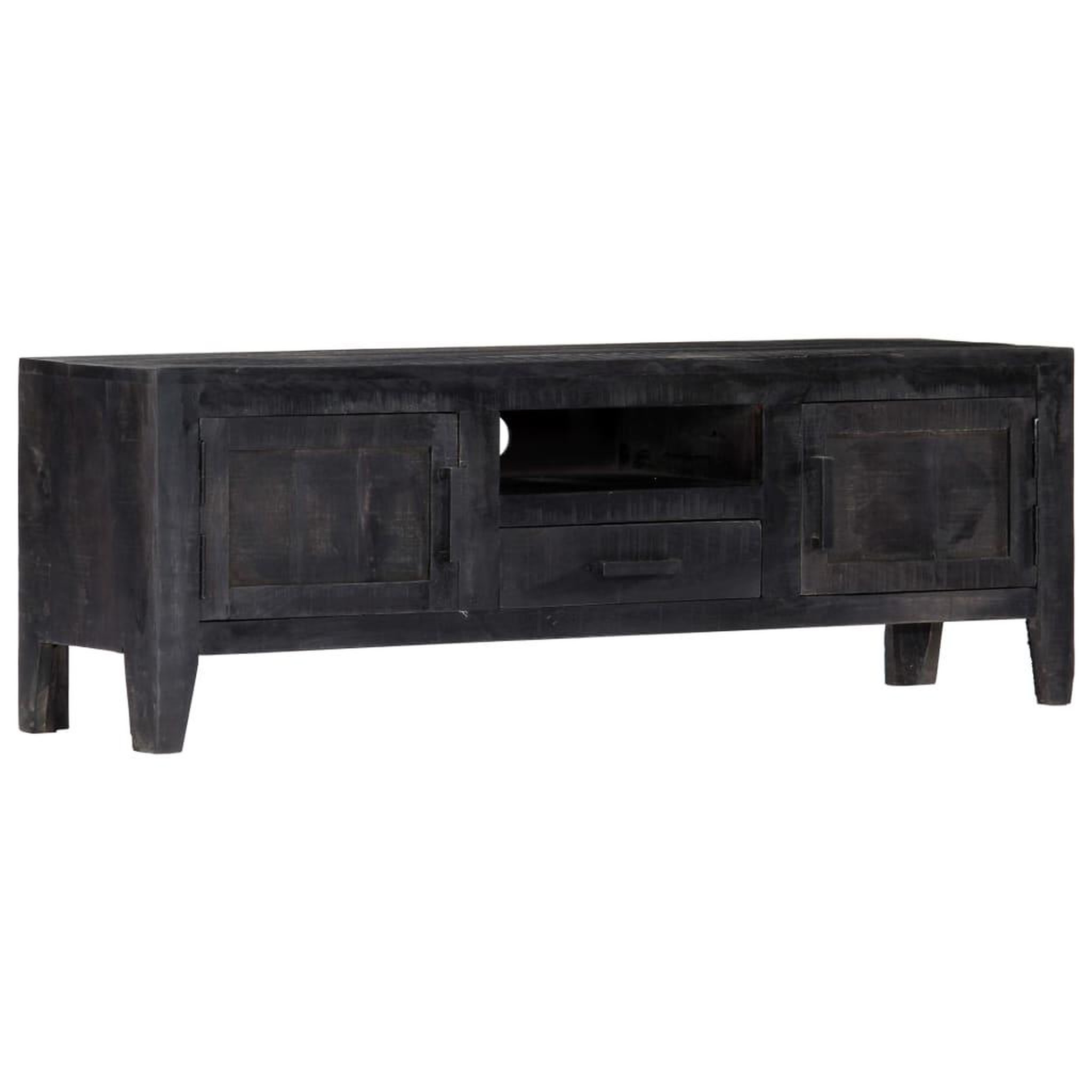 VIDAXL Meuble TV Noir 118x30x40 cm Bois de manguier massif