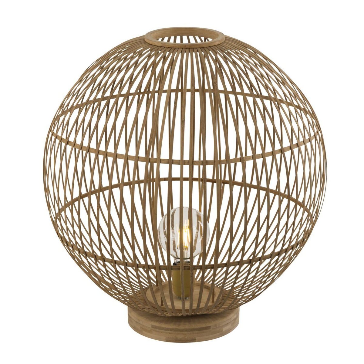 GLOBO Lampe à poser design bambou Hildegard - Diam. 50 x H. 53 cm - Beige naturel