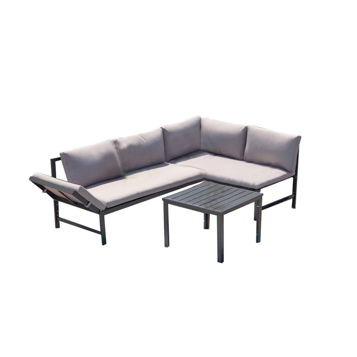 CONCEPT USINE Salon de jardin bas 4 places canapé inclinable TEORA