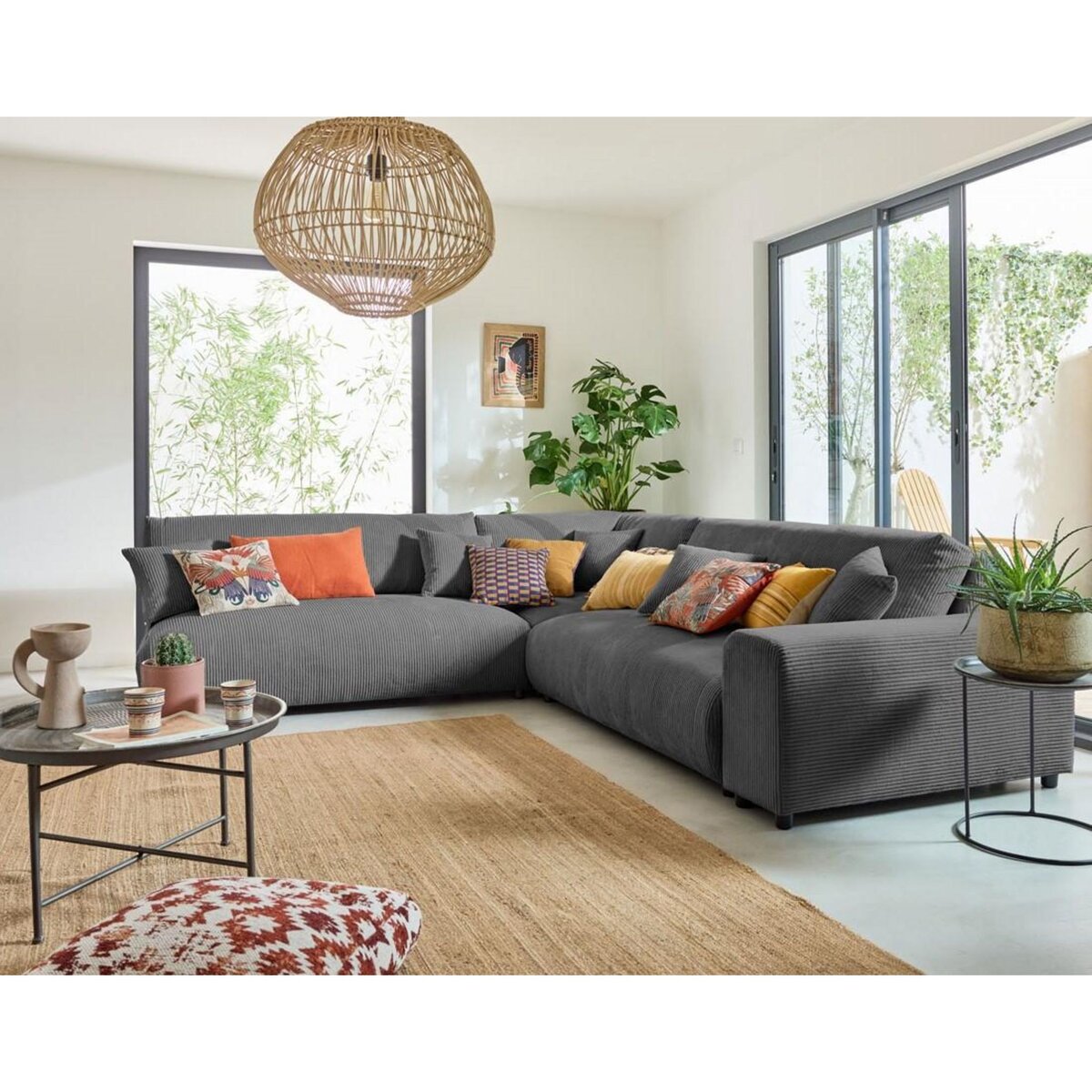 LISA DESIGN Garance - canapé modulable d'angle gauche - 6 places - en velours côtelé