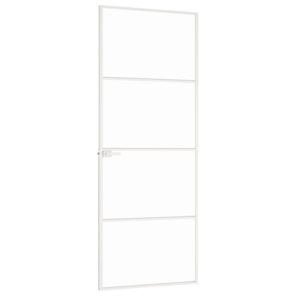 VIDAXL Porte d'interieur Blanc 76x201,5 cm Trempe verre aluminium fin