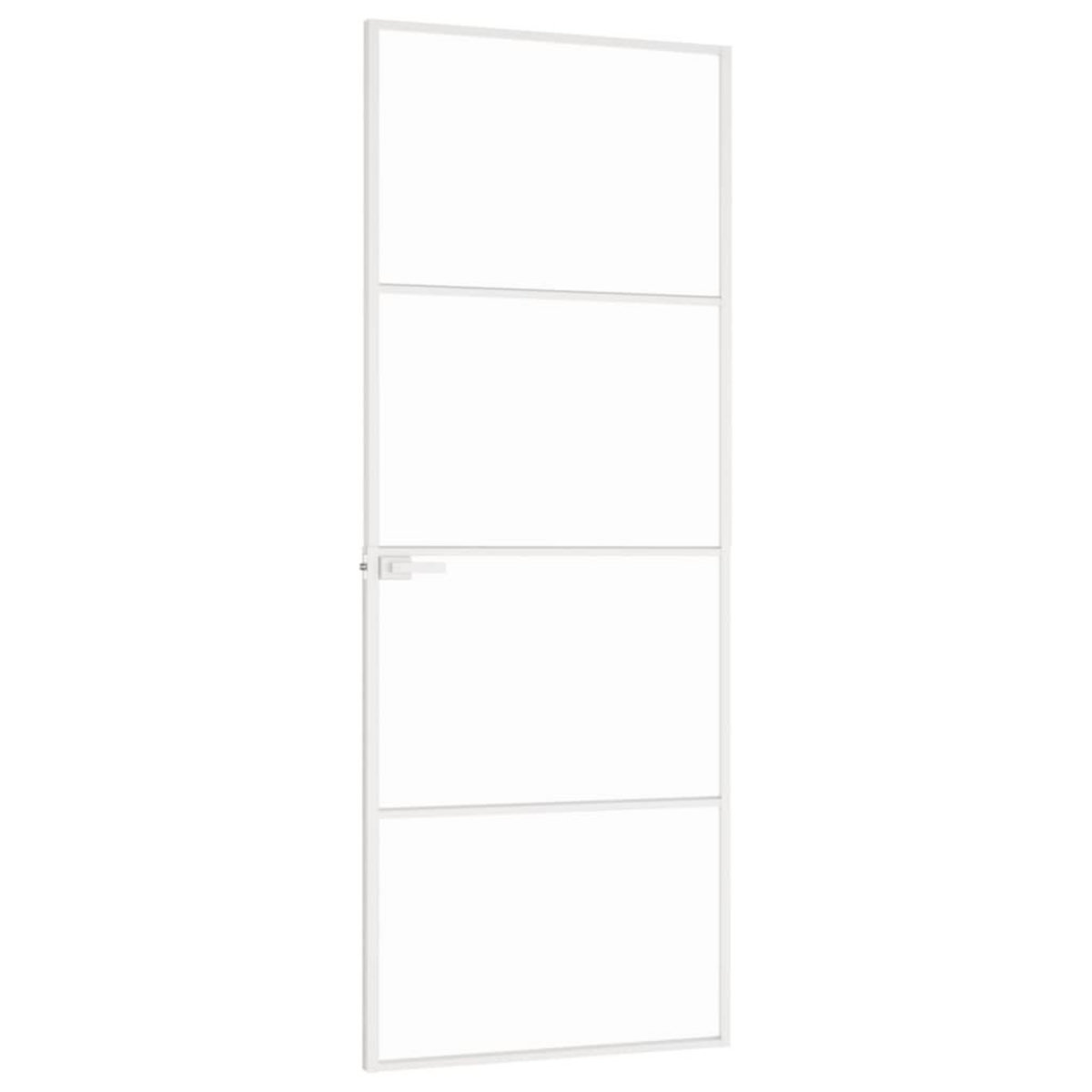 VIDAXL Porte d'interieur Blanc 76x201,5 cm Trempe verre aluminium fin