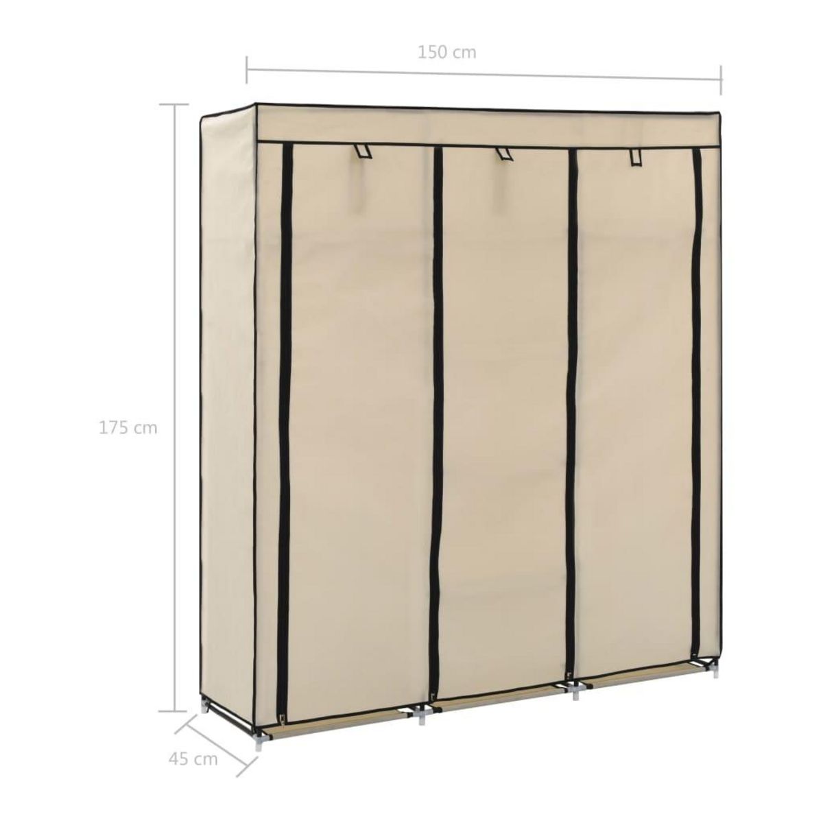 VIDAXL Armoire avec compartiments et barres Creme 150x45x175 cm Tissu