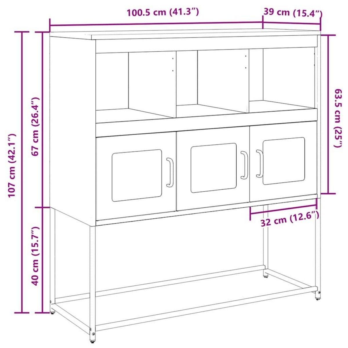 VIDAXL Buffet anthracite 100,5x39x107 cm acier lamine a froid