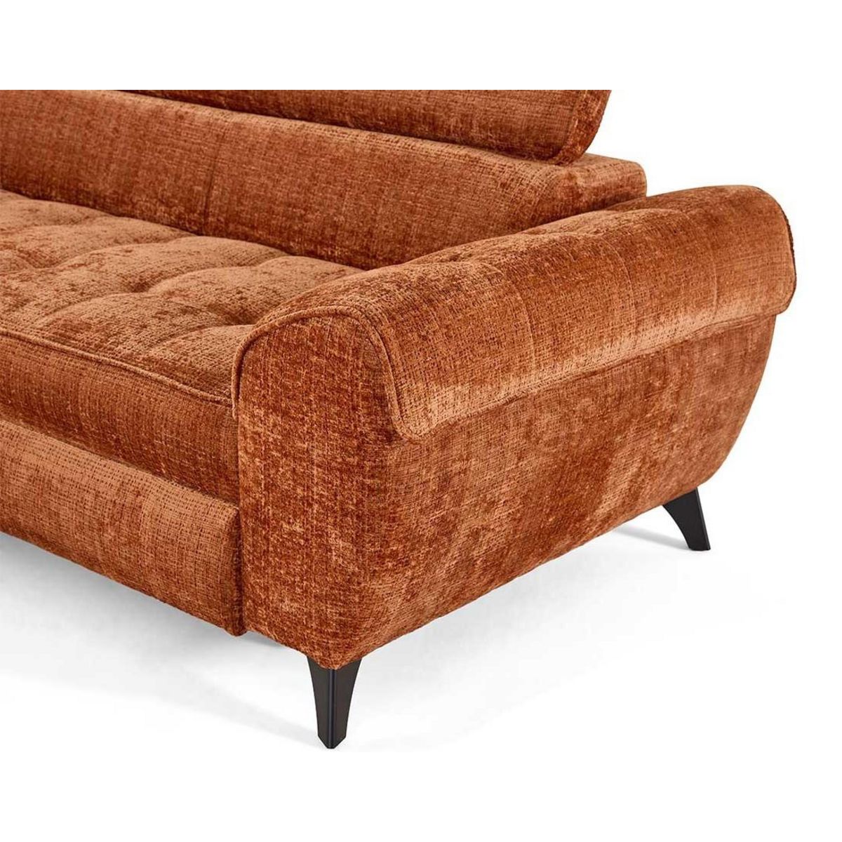 LISA DESIGN Marlo - canapé d'angle gauche 5 places convertible avec coffre et têtières en velours texturé