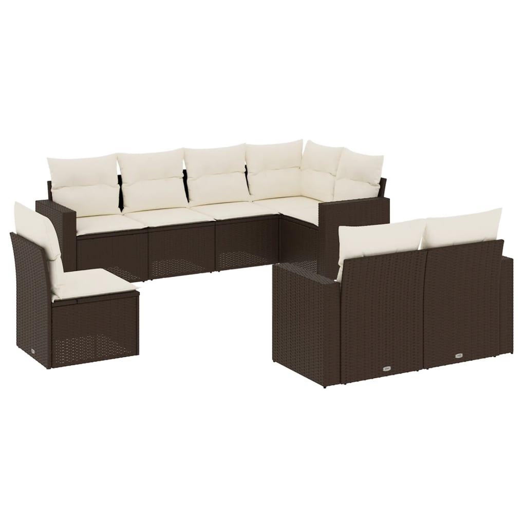 Voir la diapositive 2 : VIDAXL Salon de jardin 8 pcs avec coussins marron resine tressee