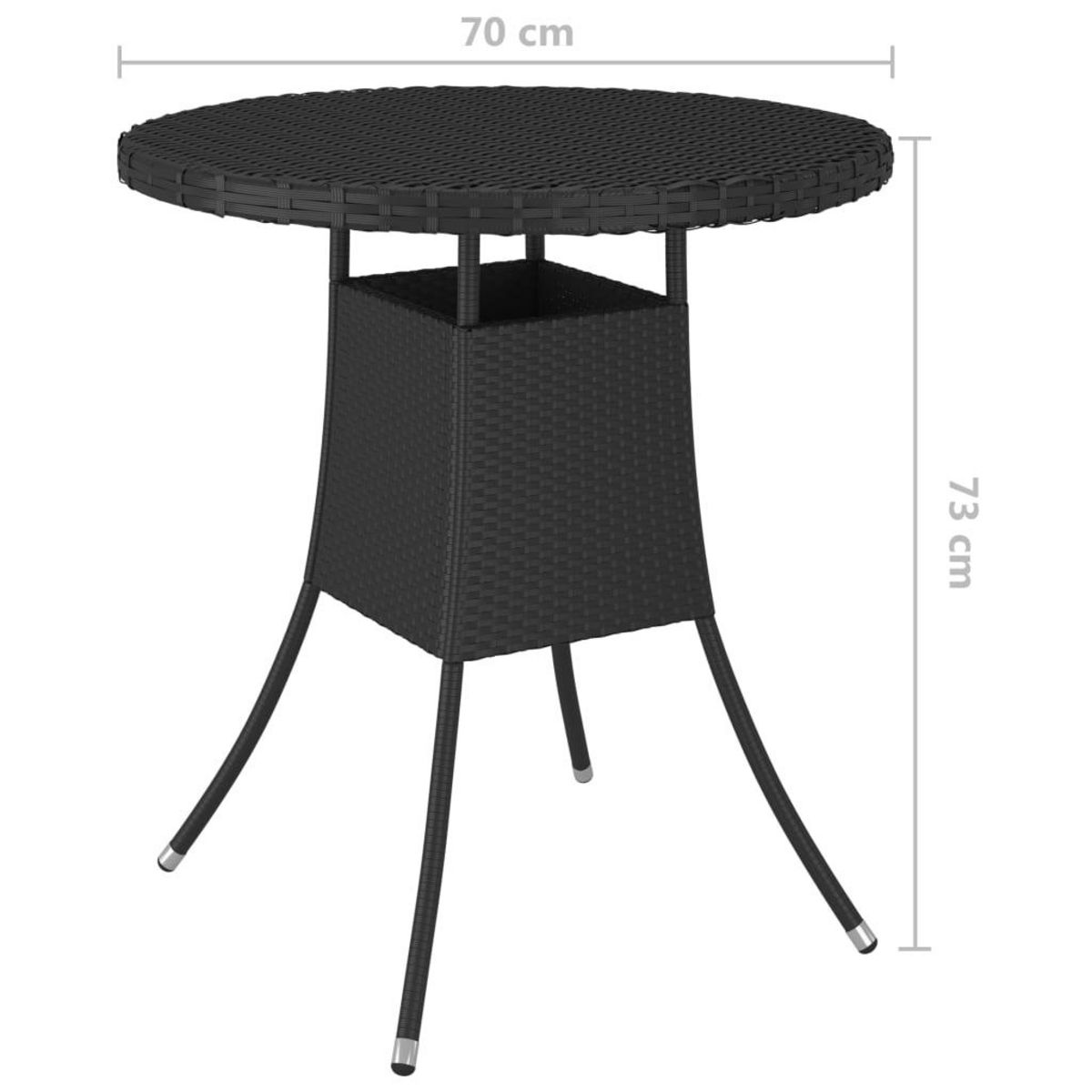 VIDAXL Table de jardin Noir 70x70x73 cm Resine tressee