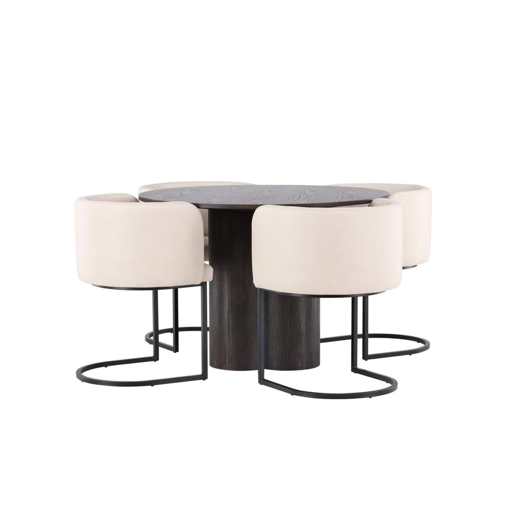 Voir la diapositive 3 : Paris Prix Ensemble table à manger & 4 chaises  olivia & simrishamn  110cm moka & beige