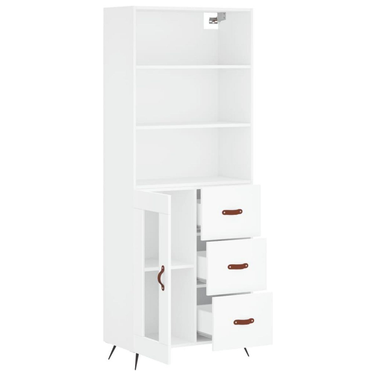 VIDAXL Buffet haut Blanc 69,5x34x180 cm Bois d'ingenierie