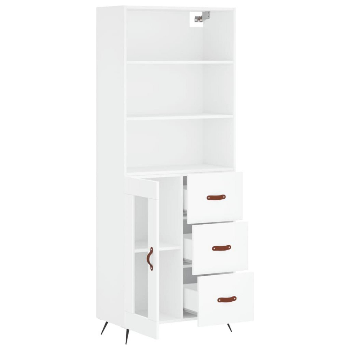 VIDAXL Buffet haut Blanc 69,5x34x180 cm Bois d'ingenierie