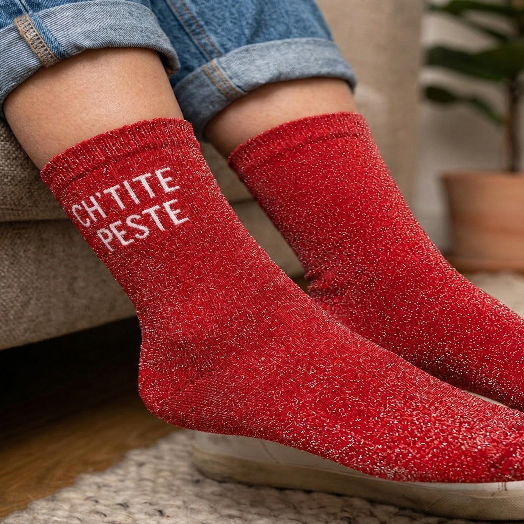 Voir la diapositive 2 : LE BAR A CHAUSSETTES Chaussettes femme à paillettes lbc - ch'tite peste