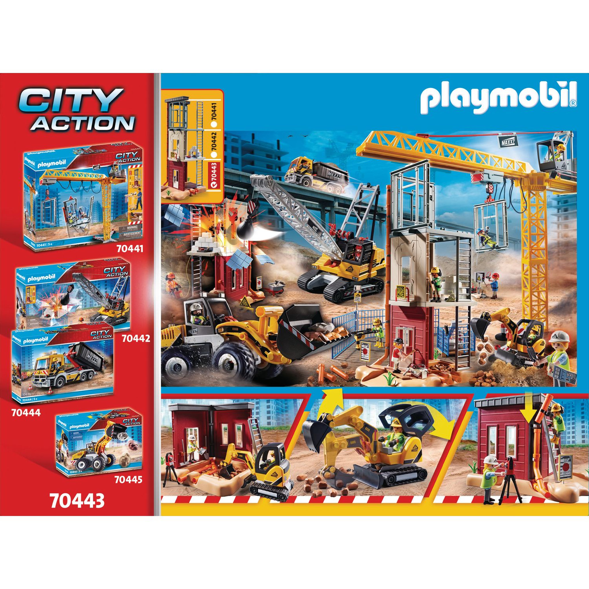 Voir la diapositive 2 : PLAYMOBIL 70443 City action - Mini-pelleteuse et chantier
