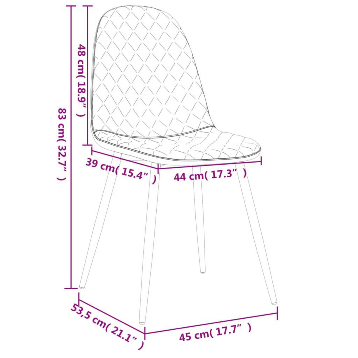 VIDAXL Chaises a manger lot de 6 noir velours