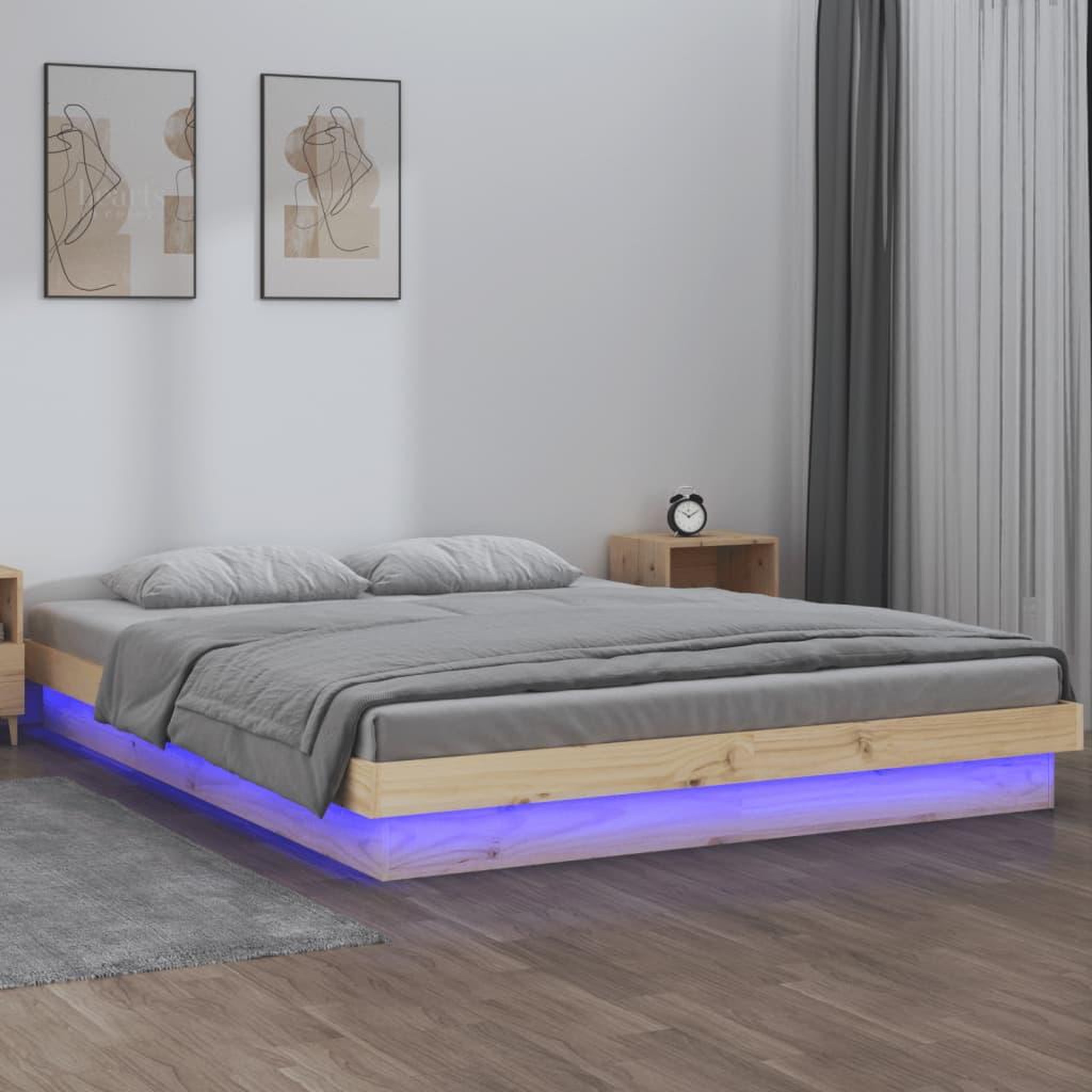 VIDAXL Cadre de lit a LED sans matelas bois massif