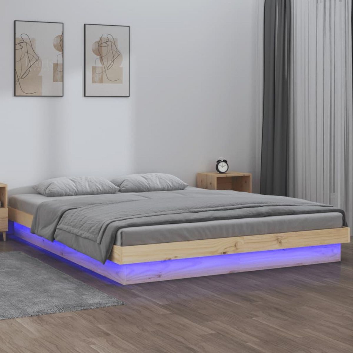 VIDAXL Cadre de lit a LED sans matelas bois massif