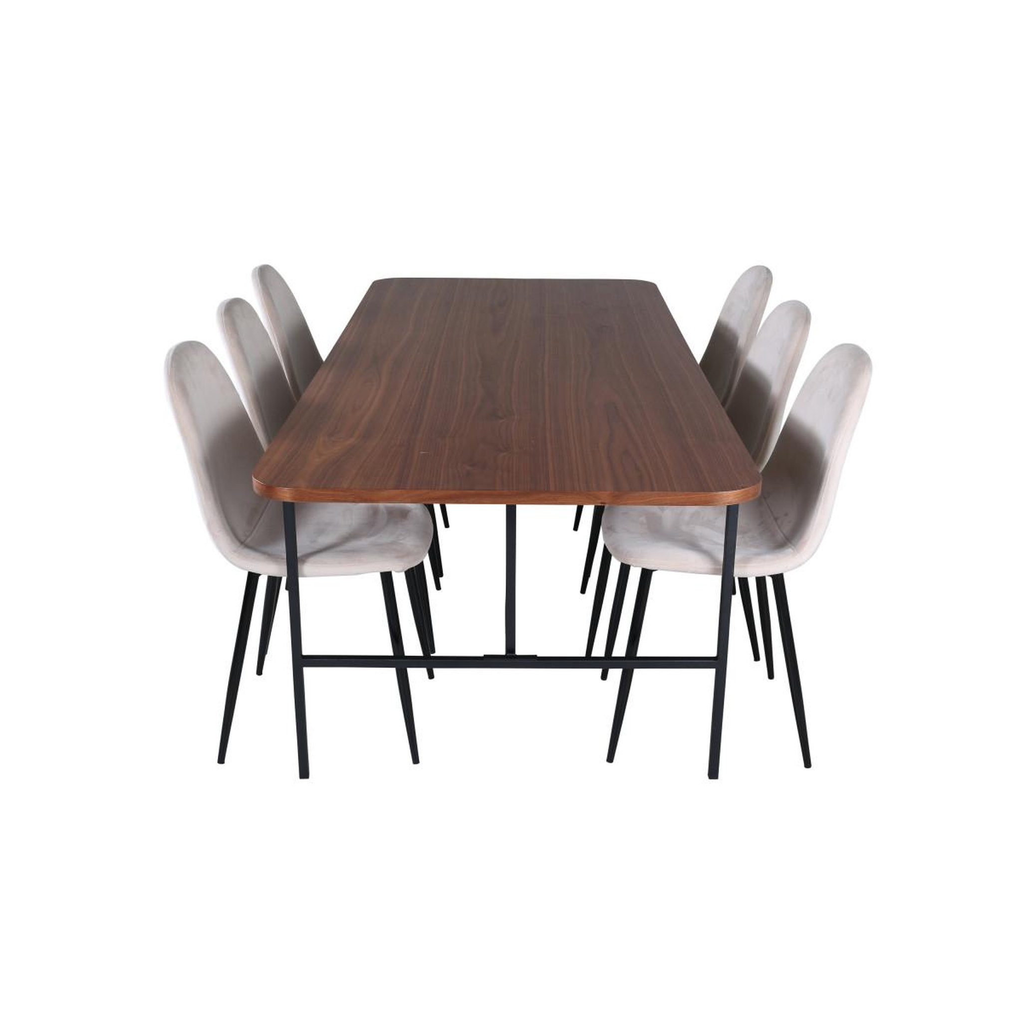 Voir la diapositive 2 : Paris Prix Ensemble table à manger & 6 chaises  uno & polar  200cm beige & marron